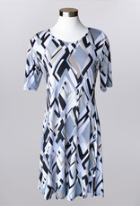 Keren Hart Keren Hart 48032 Grey/Black Elbow Sleeve Crew Neck Dress LL