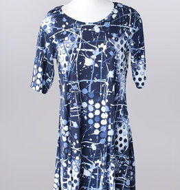 Keren Hart Keren Hart 48033 Navy Elbow Sleeve Crew Neck Dress LL
