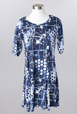 Keren Hart Keren Hart 48033 Navy Elbow Sleeve Crew Neck Dress LL
