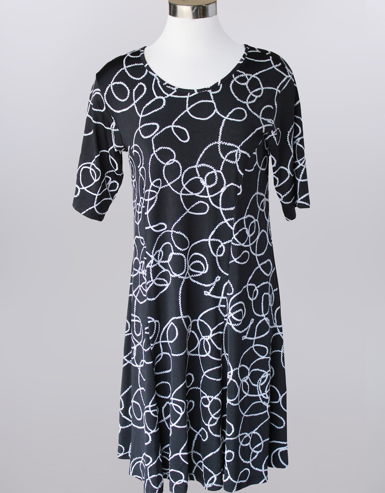 Keren Hart Keren Hart 48034 Black Elbow Sleeve Crew Neck Dress LL