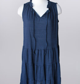 Keren Hart Keren Hart Navy Sleeveless Tie Front 3 Tier Dress