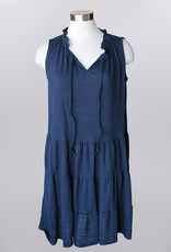 Keren Hart Keren Hart Navy Sleeveless Tie Front 3 Tier Dress