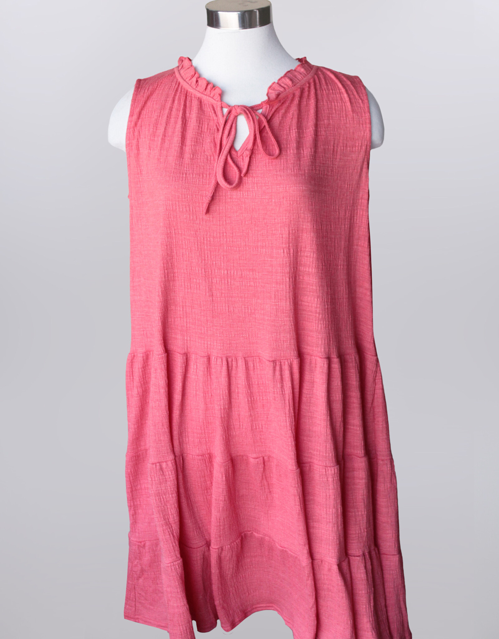 Keren Hart Keren Hart Coral Sleeveless Tie Front 3 Tier Dress