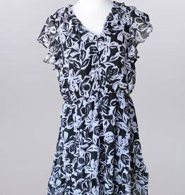 Keren Hart Keren Hart Multi Ruffle Sleeve V Neck W/Ruffle Detail Dress