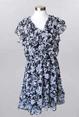 Keren Hart Keren Hart Multi Ruffle Sleeve V Neck W/Ruffle Detail Dress