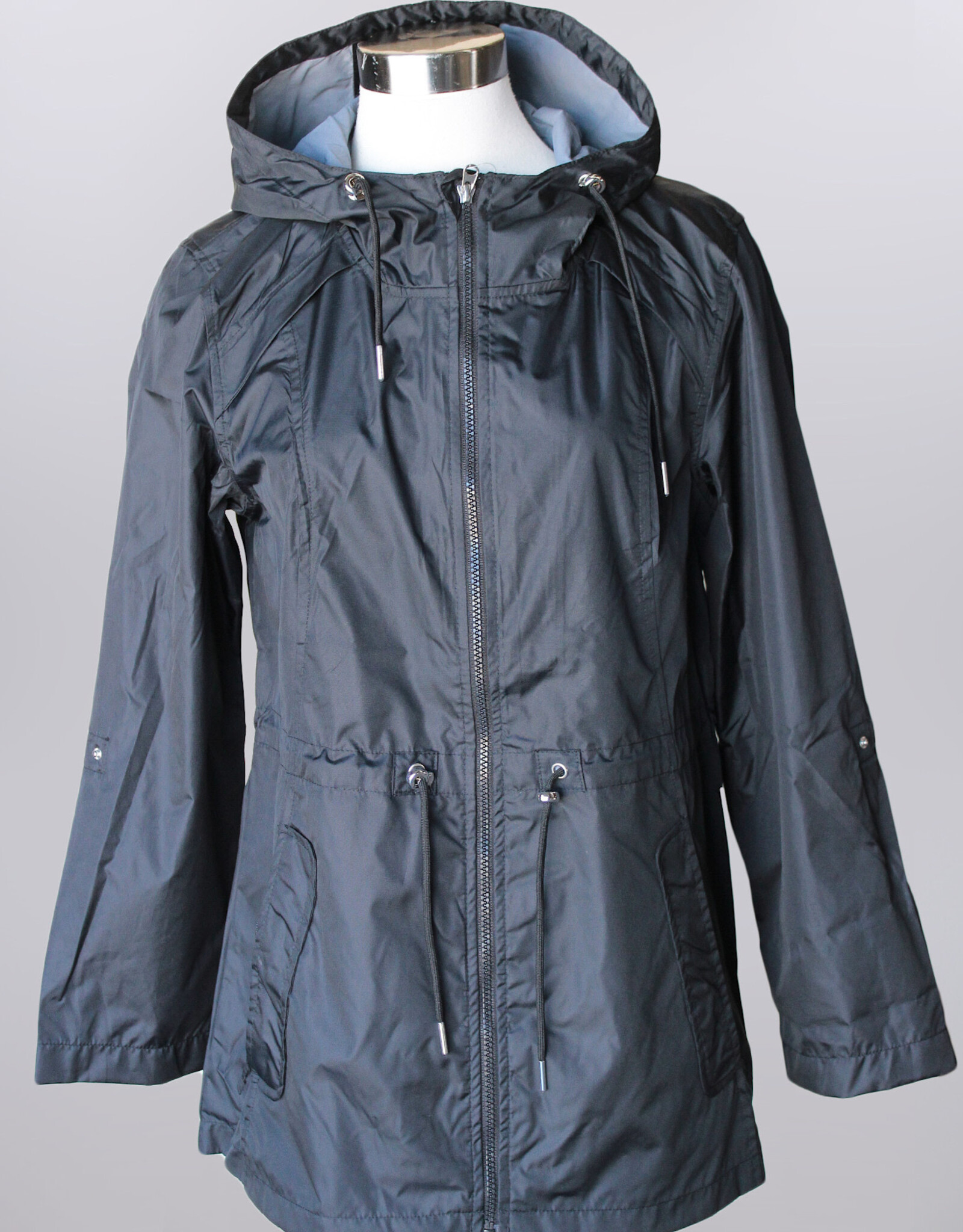 Keren Hart Keren Hart 68028 Black Tab Sleeve Zip Front Rain Jacket W/Hood LB
