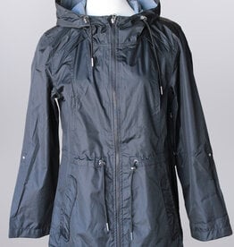 Keren Hart Keren Hart Black Tab Sleeve Zip Front Rain Jacket W/Hood