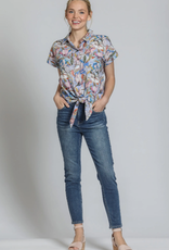 APNY APNY  Blue/Rose Tie Front Shirt AC APNY APNY  Blue/Rose Tie Front Shirt AC