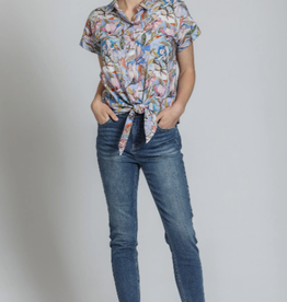APNY APNY Blue/Rose Tie Front Shirt AC