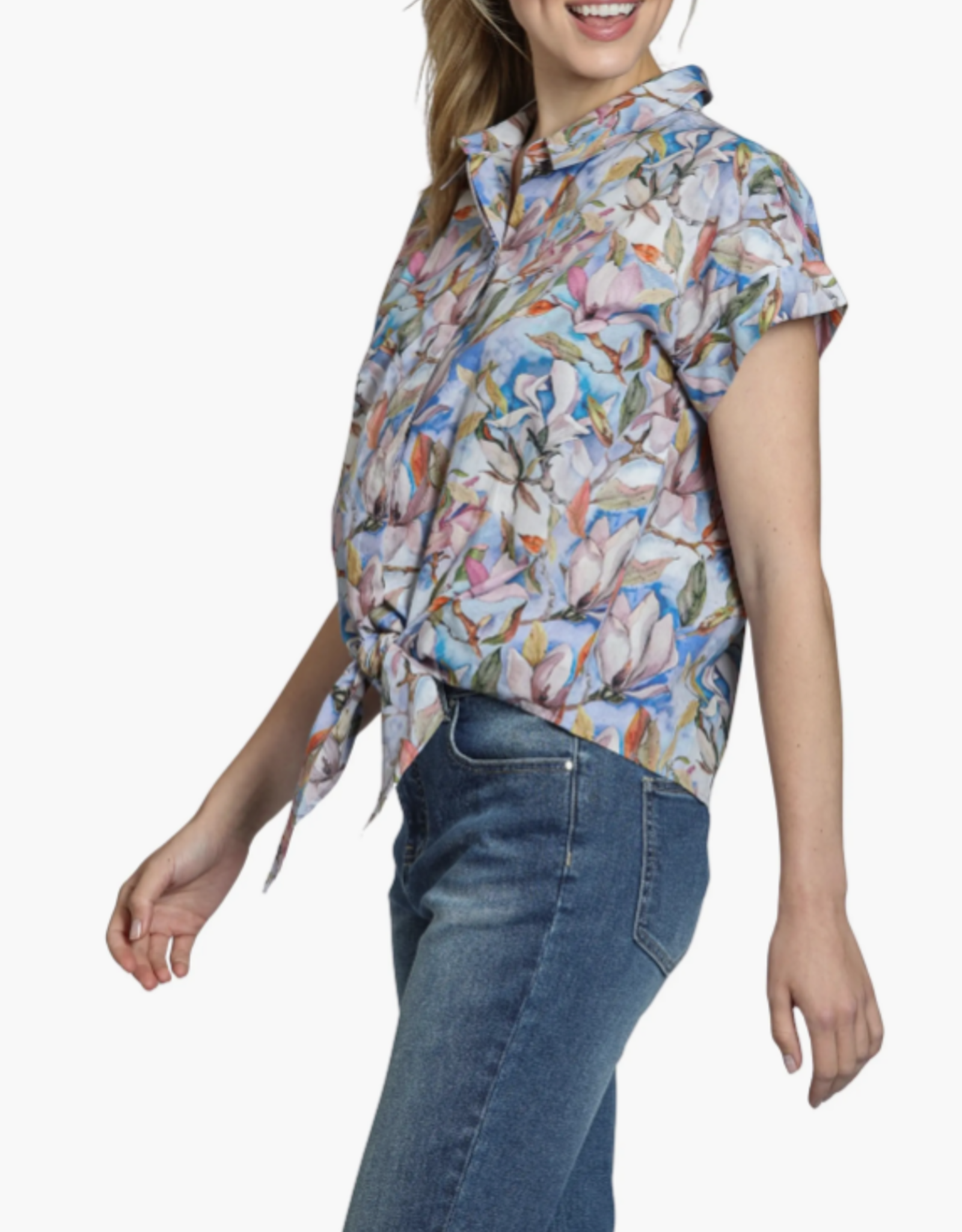 APNY APNY  Blue/Rose Tie Front Shirt AC