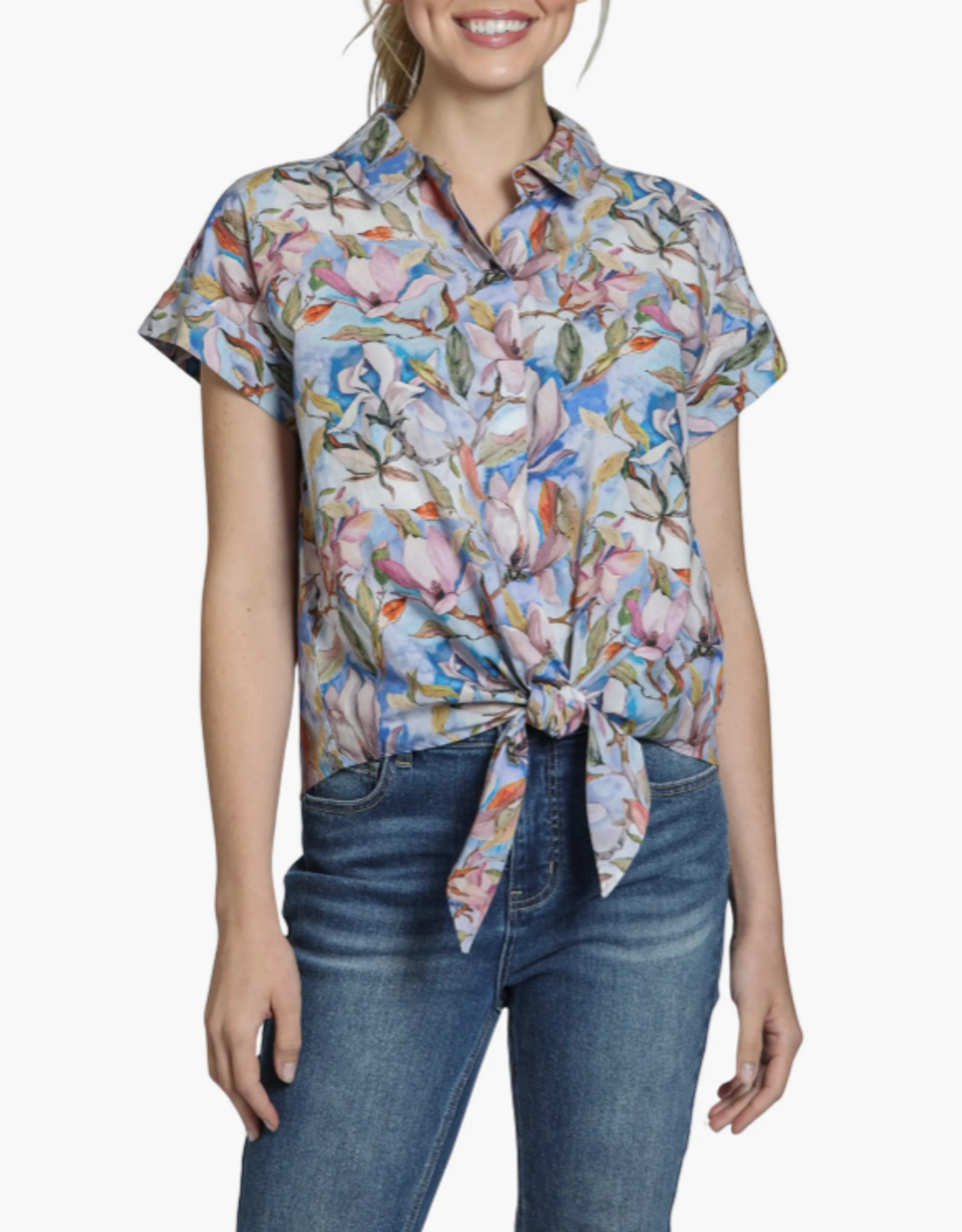 APNY APNY  Blue/Rose Tie Front Shirt AC