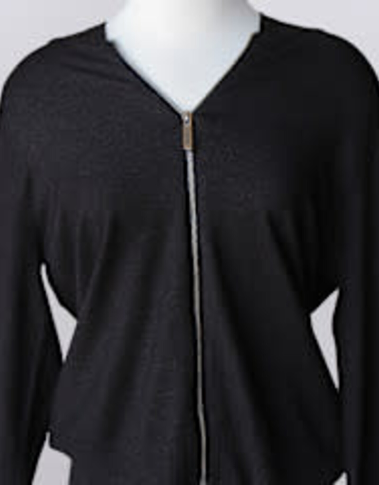 Keren Hart Keren Hart Black Long Sleeve Zip Front Knit Hoodie