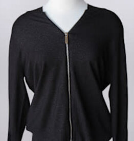 Keren Hart Keren Hart Black Long Sleeve Zip Front Knit Hoodie