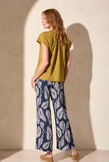 Tribal Tribal Greenmoss Short Sleeve Split Neck W/Tassel