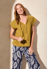 Tribal Tribal Greenmoss Short Sleeve Split Neck W/Tassel