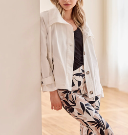 Tribal Tribal White Long Sleeve Button Front Coat