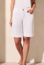 Tribal Tribal White Fly Front Wide Leg Bermuda W/Slits