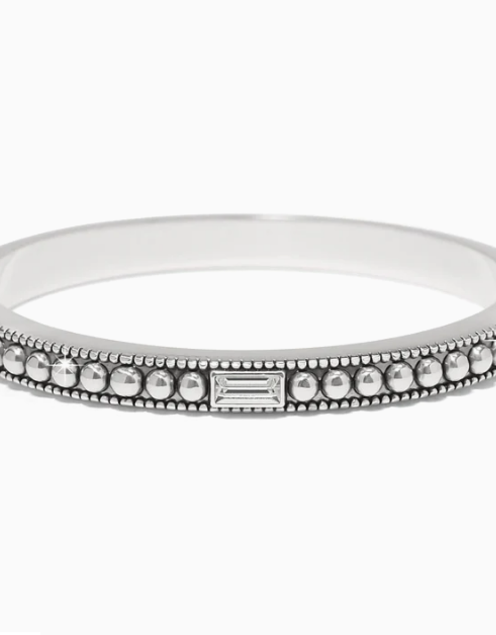Brighton Brighton Silver w/White Pretty Tough Gem Hinged Bangle
