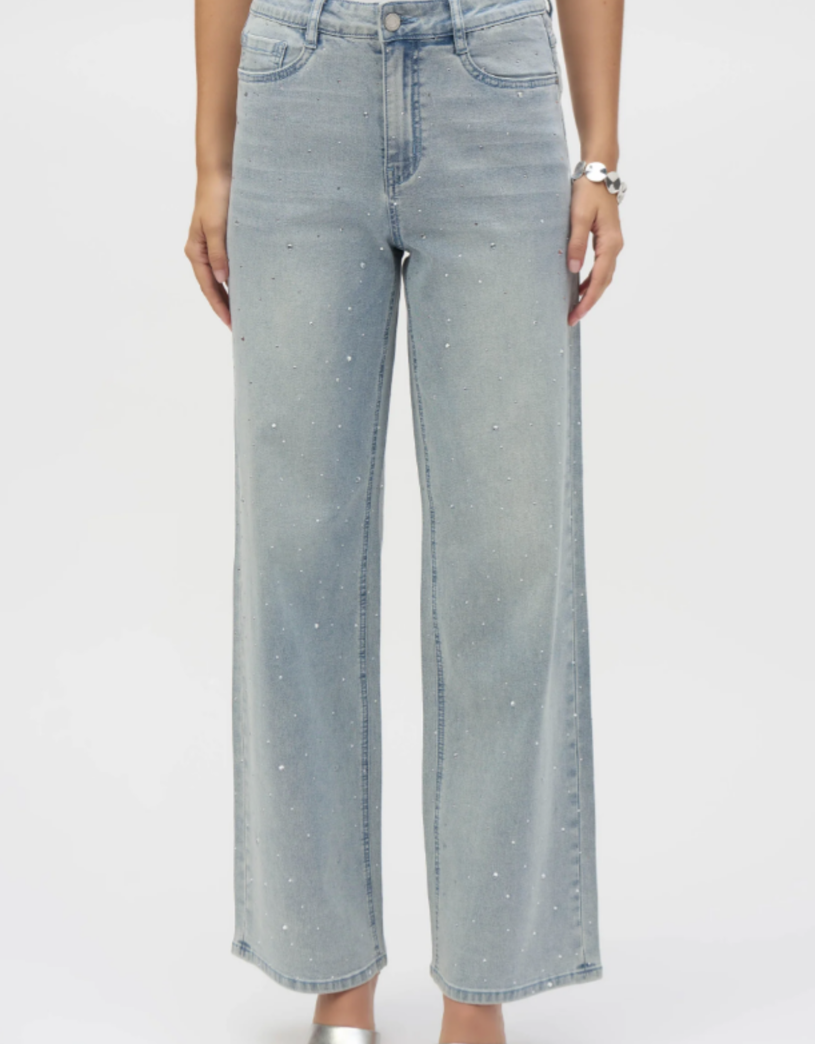 Joseph Ribkoff Joseph Ribkoff Wide-Leg Stretch Jeans w/Crystal Embellishments