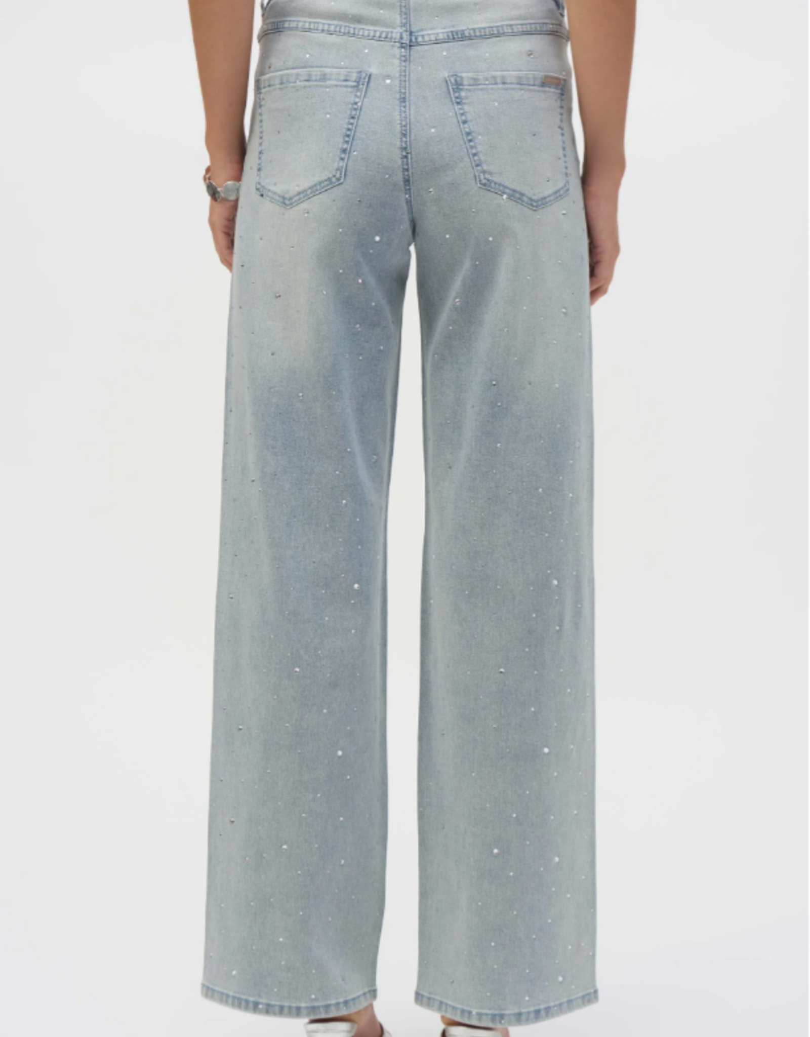 Joseph Ribkoff Joseph Ribkoff Wide-Leg Stretch Jeans w/Crystal Embellishments