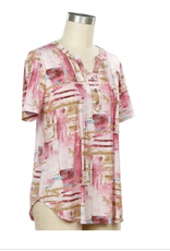 L.Hamrick L.Hamrick 41R2 Pink/Tan Short Sleeve Top BO