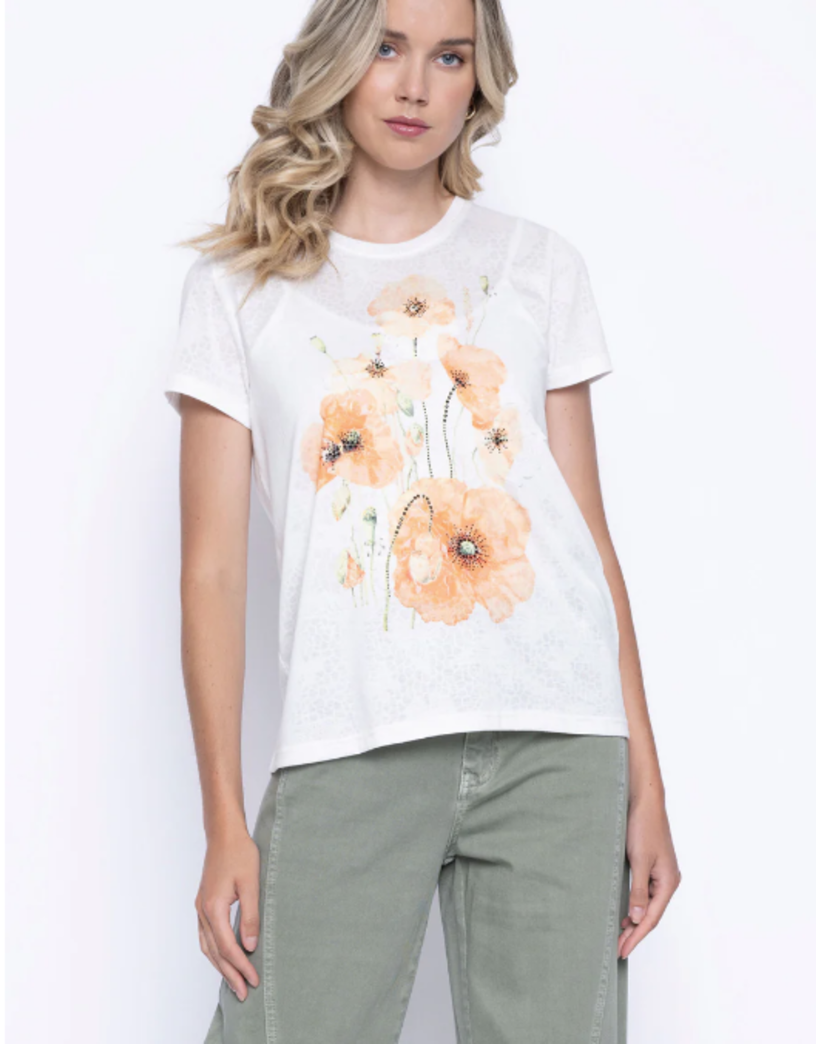 Picadilly Picadilly GU7950K Papaya Embellished Top LS