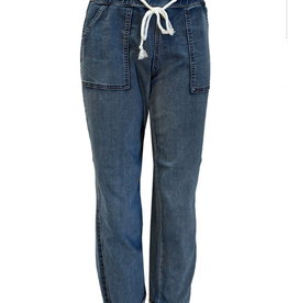 Ethyl Ethyl  Medium Wash Pull-Up Drawstring Denim Pant