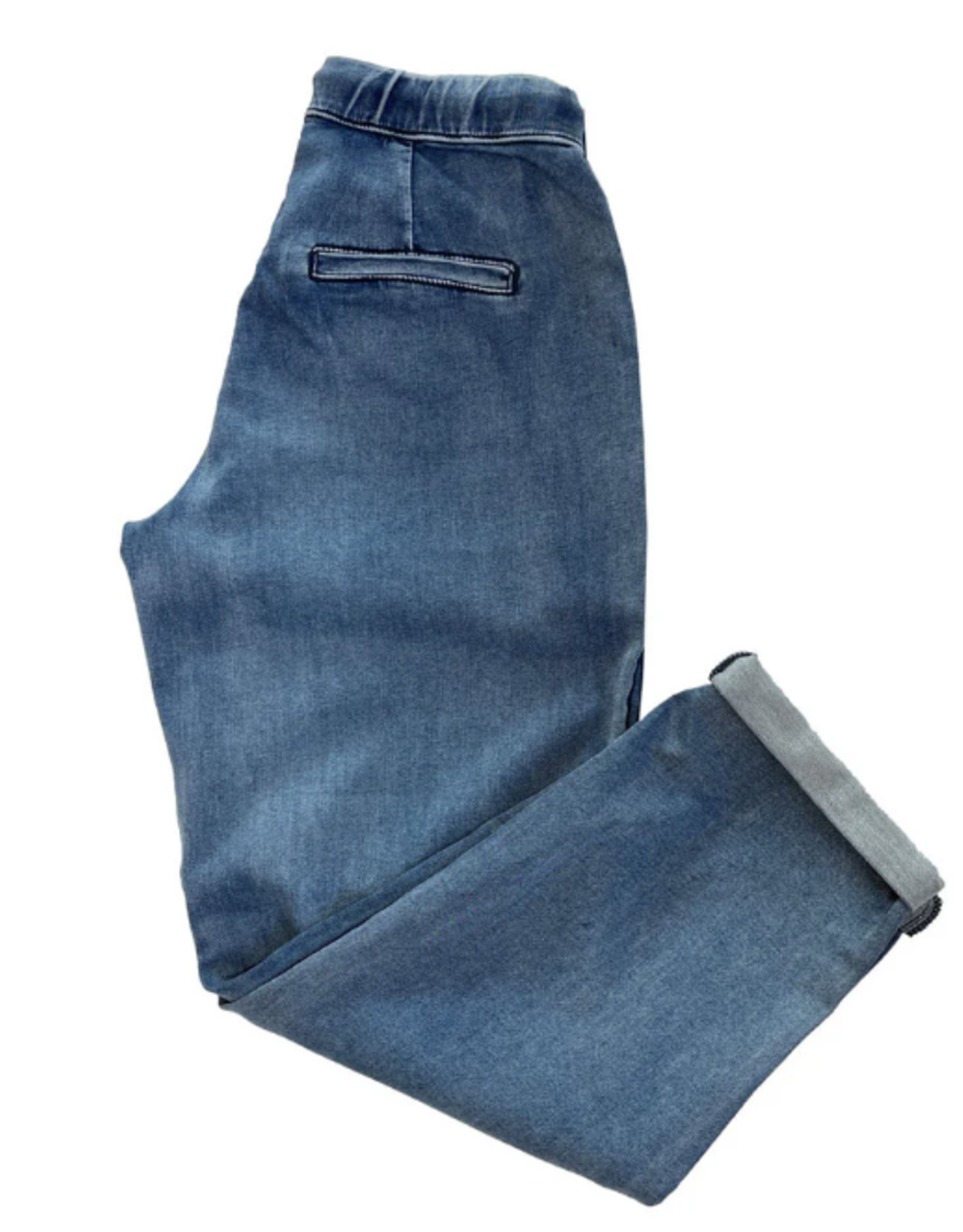 Ethyl Ethyl  Medium Wash Pull-Up Drawstring Denim Pant