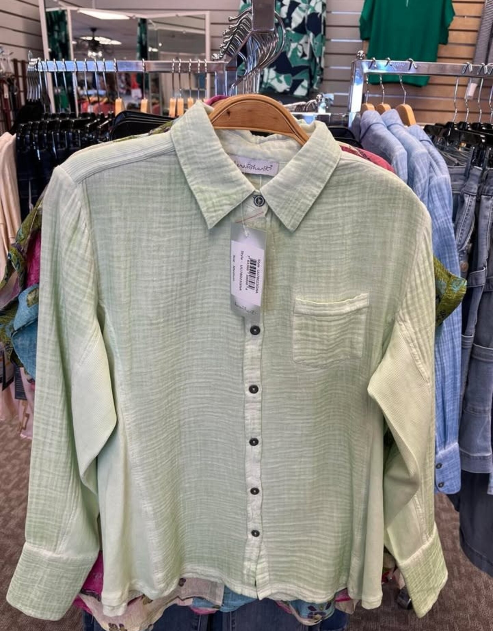Keren Hart Keren Hart Green Apple  Button Up Long Sleeve Top LK
