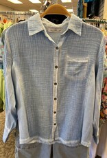 Keren Hart Keren Hart Indigo  Button Up 3/4 Sleeve Top