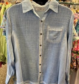 Keren Hart Keren Hart Indigo  Button Up 3/4 Sleeve Top