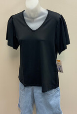 Lulu B Lulu B Black V-Neck  S/S Top LO