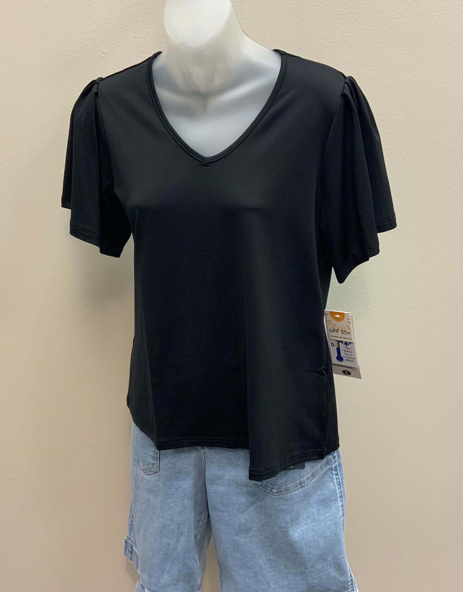Lulu B Lulu B Black V-Neck  S/S Top LO