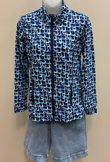Lulu B Lulu B Maze Blue Mock Neck Zip Up L/S Jacket CL