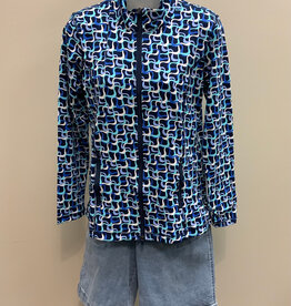 Lulu B Lulu B Maze Blue Mock Neck Zip Up L/S Jacket CL