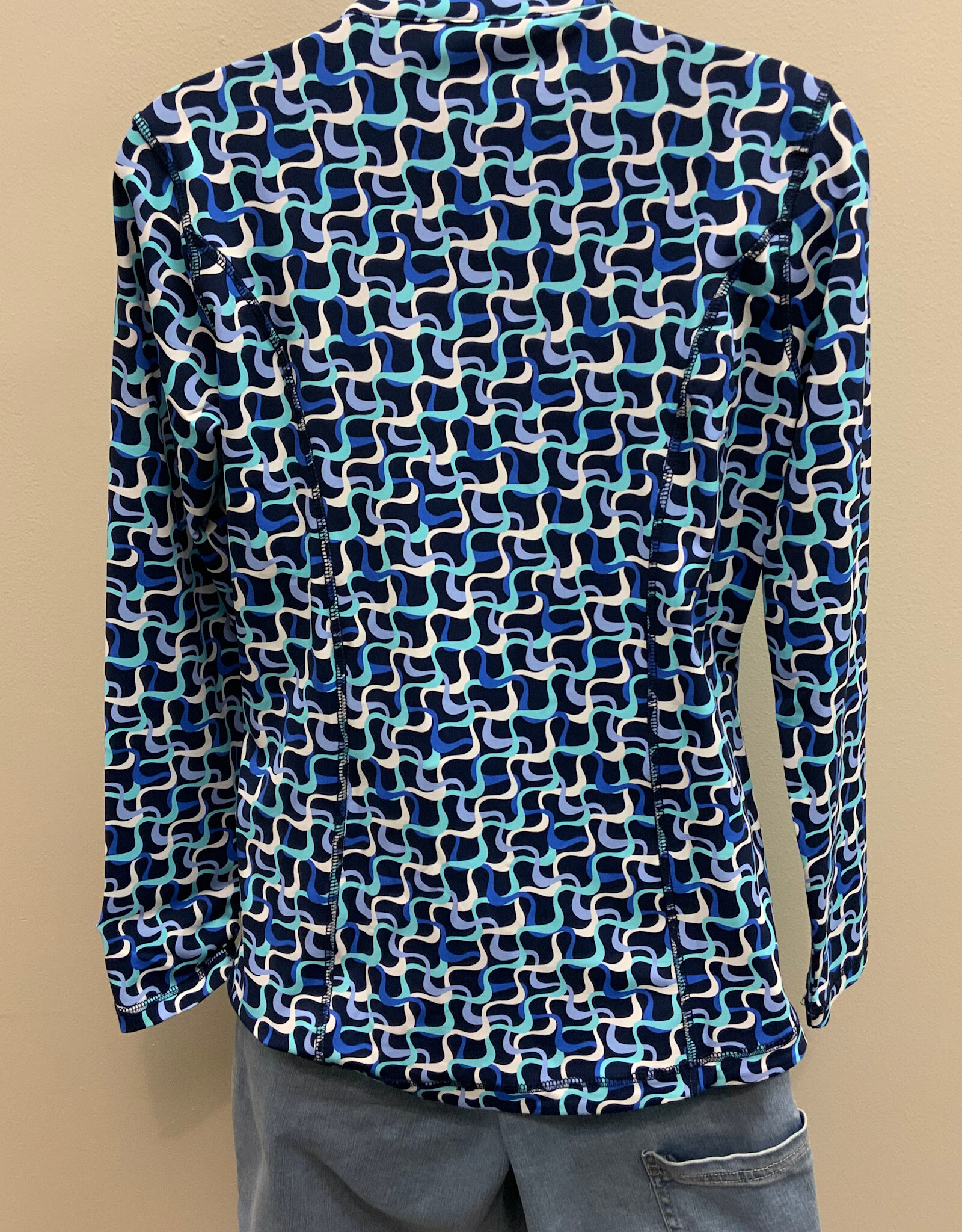 Lulu B Lulu B Maze Blue Mock Neck Zip Up L/S Jacket CL