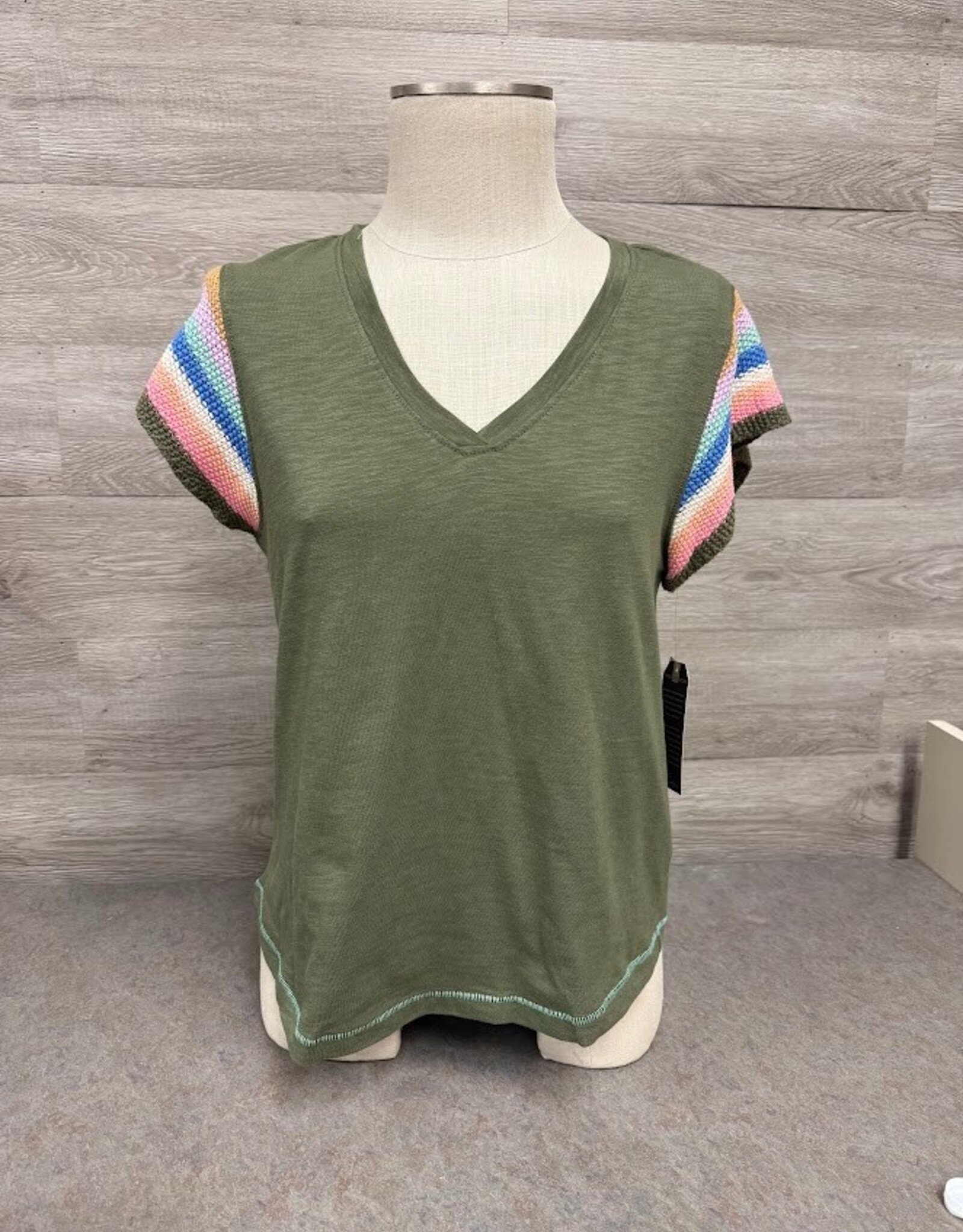 Democracy Democracy  Forest Moss S/S Embroider Detail Top LH