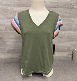 Democracy Democracy  Forest Moss S/S Embroider Detail Top LH
