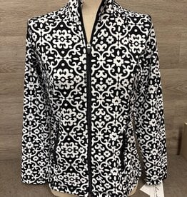Lulu B Lulu B GHBK Black Geometric  Mock Neck Zip Up L/S Jacket CL