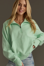 Panache Apparel Panache Mint 1/4 Zip Cropped Sweatshirt LO