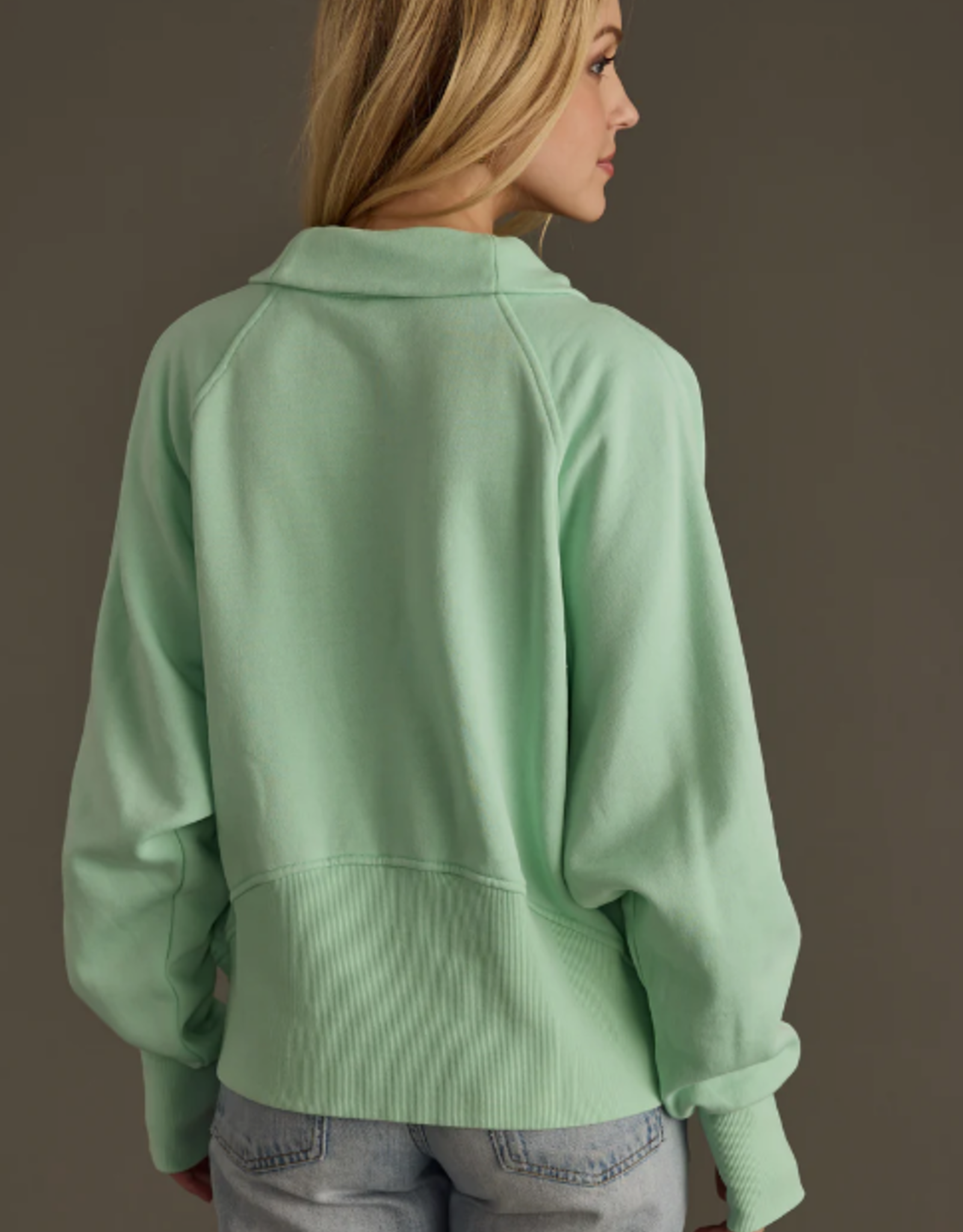 Panache Apparel Panache Mint 1/4 Zip Cropped Sweatshirt LO