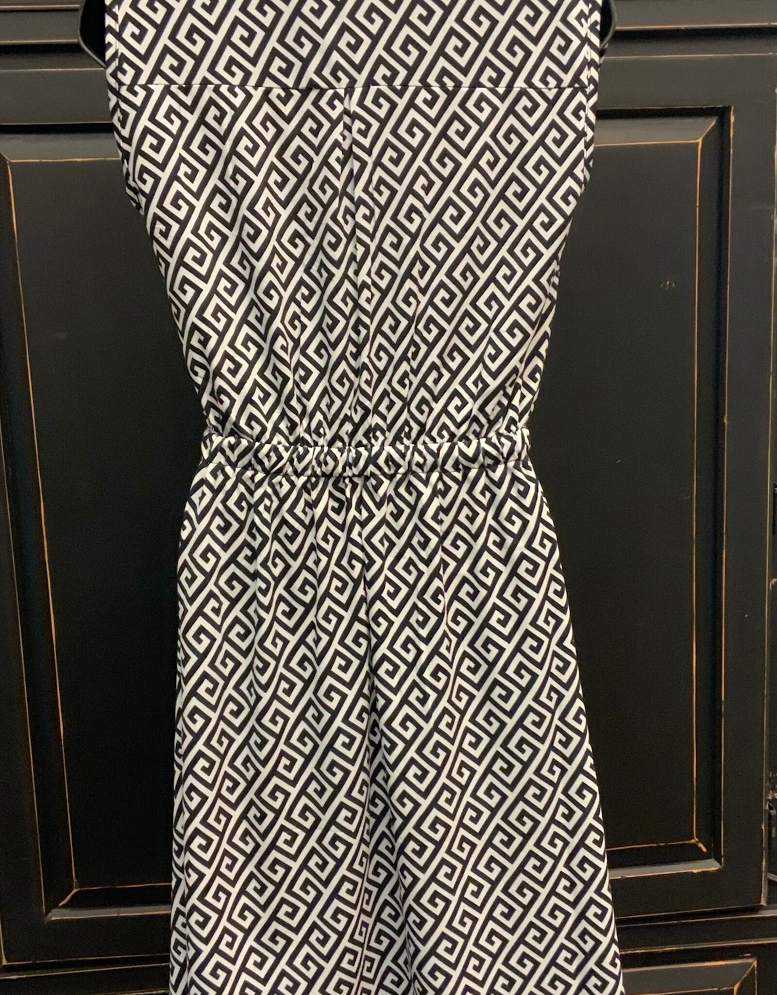 Keren Hart Keren Hart BLK/WHT V-Neck 1/4 Zip Drawstring Sleeveless Dress LL