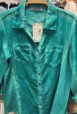 Keren Hart Keren Hart Turquoise  Button Up 3/4 Sleeve Top LK
