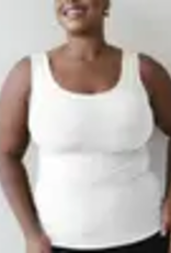 Elietian Elietian White Curvy Fit Reversible Neckline Tank BK