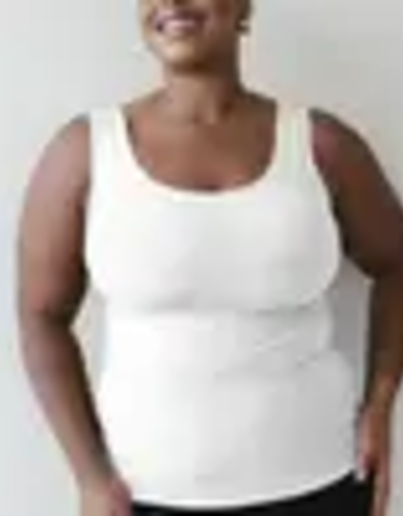 Elietian Elietian White Curvy Fit Reversible Neckline Tank BK