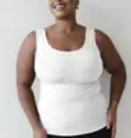 Elietian Elietian White Curvy Fit Reversible Neckline Tank BK