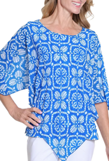 Multiples Multiples Bright Royal Tank W/Attached Overlay Poncho Top AL