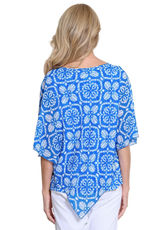 Multiples Multiples Bright Royal Tank W/Attached Overlay Poncho Top AL