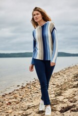 Sunday Sunday Blue Multi Long Sleeve Crew Neck Stripe Sweater