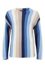 Sunday Sunday Blue Multi Long Sleeve Crew Neck Stripe Sweater
